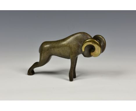 Loet Vanderveen (Dutch, 1921-2015), Ram, bronze sculpture, light patination with polished horns, signed and numbered 'LOET 47