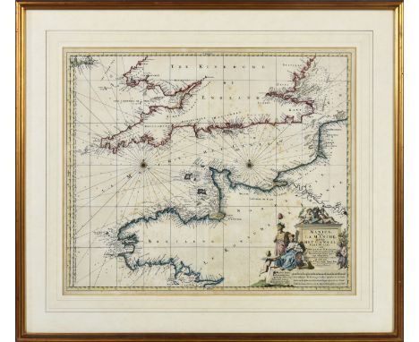 Visscher, Nicolas (1618-1679), 'Manica, Gallis La Manche, et Belgis het Canaal...', hand coloured engraved map of the English