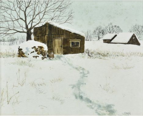 Crawford, Bruce (Canadian, b.1939), " Woodpile " watercolour, signed lower right, Gallery label verso 7½ x 9½in. (19 x 24.1cm