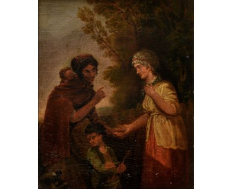 English School (mid-19th century), The fortune teller oil on canvas, unsigned 8 5/8 x 7in. (21.8 x 17.8cm.) * Condition: Reli
