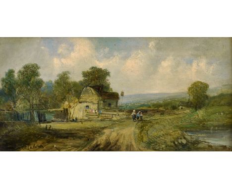 Alfred H. Vickers (British, 1853-1907), "Old Inn near Bedford" oil on canvas, signed 'A. Vickers' lower left, inscribed verso