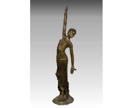 Manner of Demetre Chipardus (1886-1947), Art Deco Flapper Girl, cast alloy sculpture with light golden brown patination, late