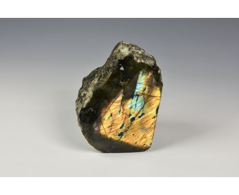 NATURAL HISTORY - A large polished Labradorite boulder specimen, with rich colour play to front face, principally blue, green
