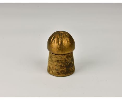 A rare French Champagne cork novelty travelling inkwell, early 20th century, the gilt brass cork with real cork covered lower