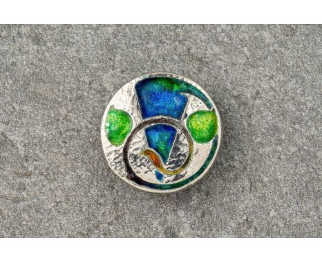 An Archibald Knox for Liberty & Co Arts & Crafts ' CYMRIC ' silver and enamel brooch, Liberty & Co, Birmingham, 1903, circula
