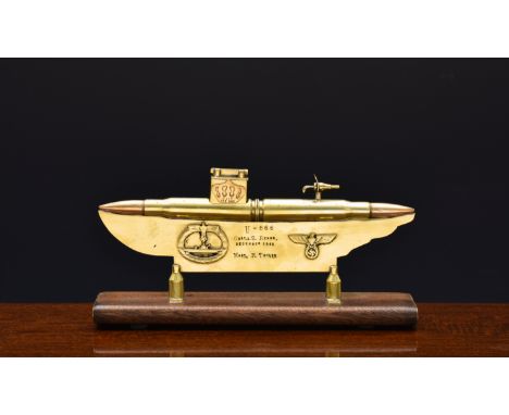 Second World War German Trench Art interest - German U-Boat table lighter, the table / desk lighter fashion as submarine U-56