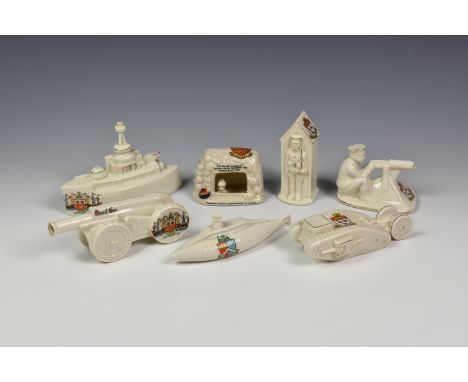 A small collection of Commemorative crested ware related to WWI, comprising three pieces by Arcadian China to include Tommys 