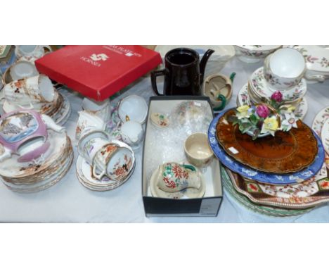 Two Carltonware dishes, various Art Deco vases, a quantity of bone china teaware
