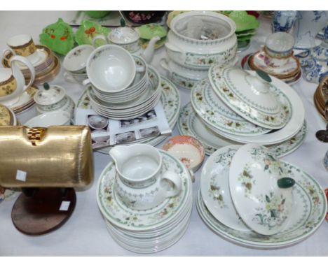 A Royal Doulton Provençale china dinner and tea service; a small selection of cabinet cups; EPNS cutlery; a dress bag; etc.