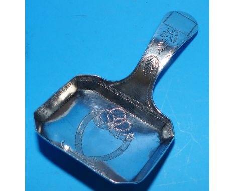 A Georgian silver bright cut caddy spoon