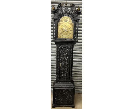 Joseph Batty Halifax - George 111 oak longcase clock, signed 17in brass Roman dial with Arabic five minute divisions, moonpha