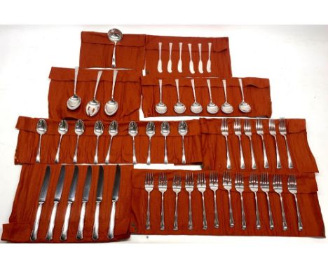 Canteen of American Gorham Sterling silver Greenbrier pattern cutlery for six covers comprising; six Table knives, six Table 