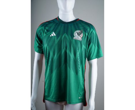 Official licensed Adidas Mexico National Team soccer jersey featuring the team's latest eagle crest design and intricate tona