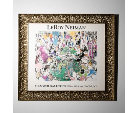 A vibrant offset color lithograph poster featuring a bustling casino scene by LeRoy Neiman, renowned for his energetic depict