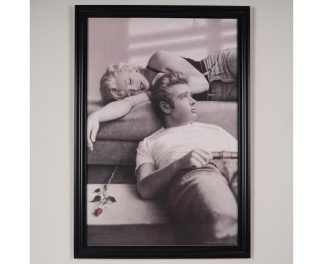 A framed 2007 print by artist Paul Gassenheimer, featuring a romanticized depiction of two American icons, Marilyn Monroe and