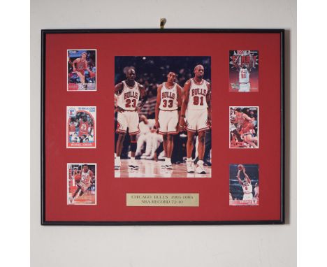 Framed tribute to the legendary 1995-1996 Chicago Bulls team, who set an NBA regular season record with 72 wins and 10 losses
