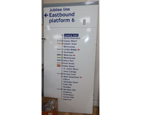 Jubilee Line Platform 6 enamel sign (wrong direction, should read Westbound)