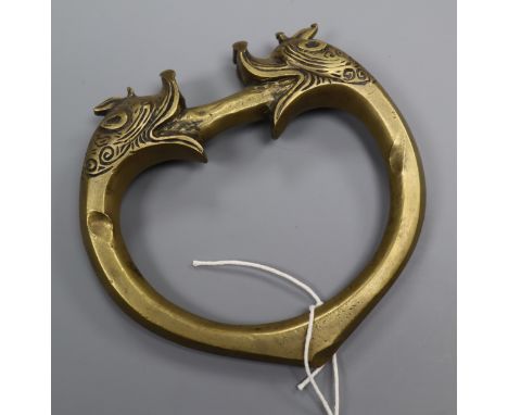 A Persian bronze handle / knocker
