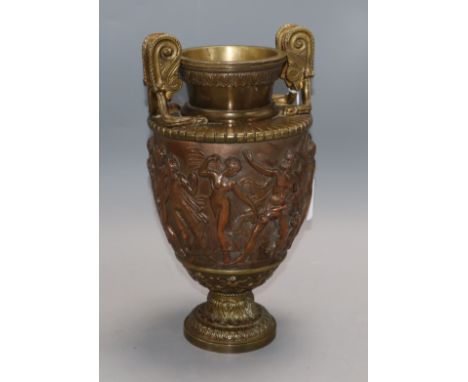 A neo-classical copper and bronze urn height 29cm