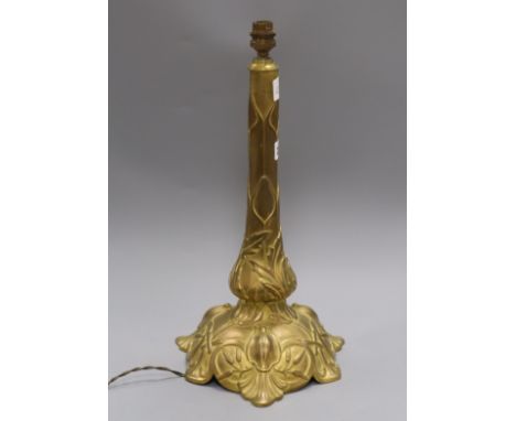 An Art Nouveau brass table lamp height 38cm