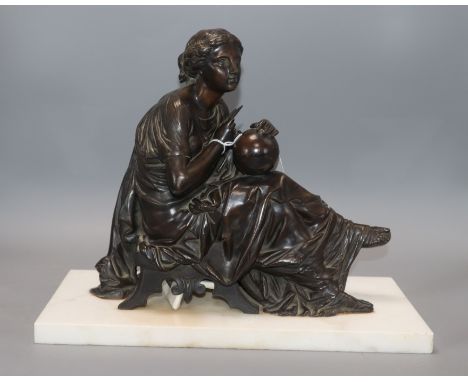 A 19th century bronze seated figure of Hypatia of Alexandria height 27.5cm