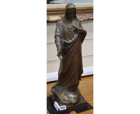 A bronze figure of Jesus signed "Besqueur" height 45cm