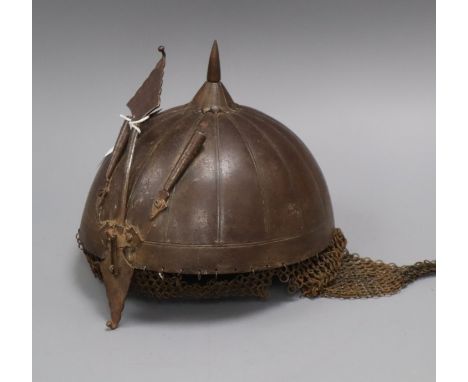 An Indian steel helmet