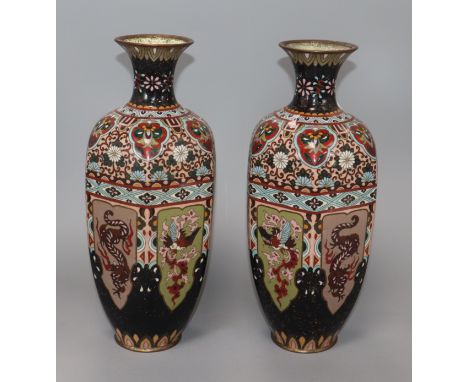 A pair of Japanese cloisonne enamel vases height 31cm
