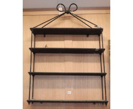 A wood and iron four shelf bracket W.70cm