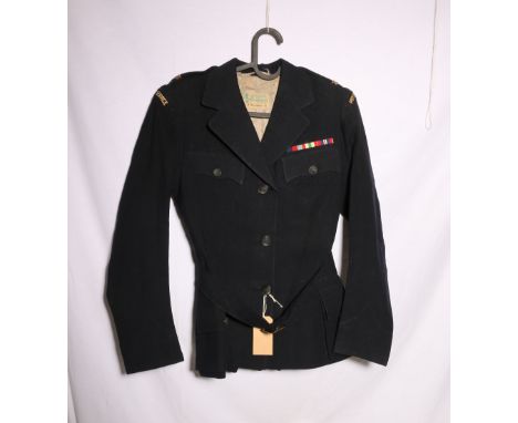 British Army dress uniform blue tunic with J A Waldie label penned "A KINMONT 31" with Physiotherapy Service cloth shoulder t