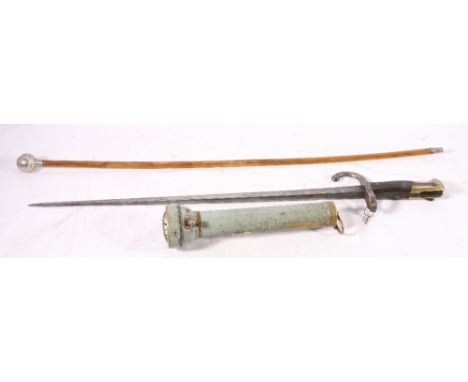 Oldham and Son Ltd of Denton and Manchester military issue torch, Royal Scottish Fusiliers swagger stick and a French 1874 pa