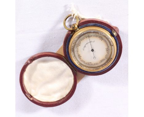 Compensated pocket barometer in leather case 