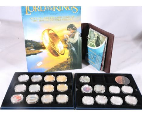 Twenty-one The Royal Mint NEW ZEALAND Lord of The Rings Scenes in Silver Sterling silver proof one dollar $1 coins 2003, (Off