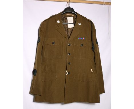 Irish Army dress uniform khaki green jacket with J Compton Sons and Webb Ltd label with Royal Inniskilling Fusiliers collar b