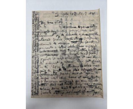 Livingston (David), A 2 page letter relating to the Peace society dated Nov, 1860 written and signed by David Livingston disc