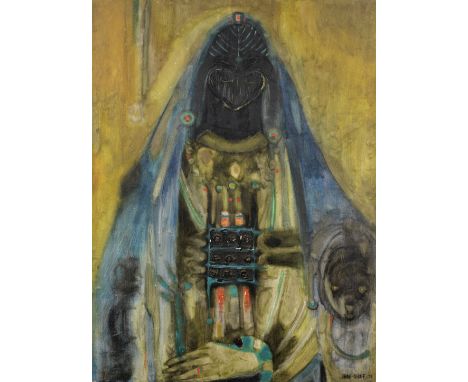 Ibou Diouf (Senegalese, born 1943)Portrait de Mere signed and dated 'Ibou Diouf '71' (lower right)oil on canvas118 x 88cm (46