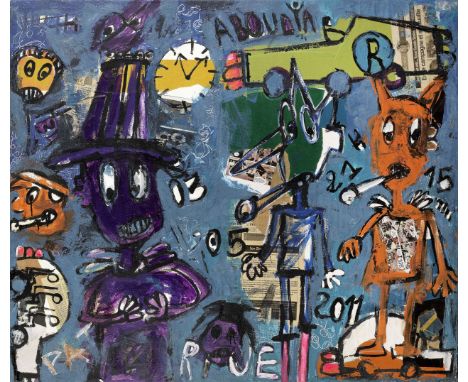 Aboudia Abdoulaye Diarrassouba (Ivorian, born 1983)Self Portrait, 2011 signed 'ABOUDIA' (upper centre) and dated '2011' (lowe