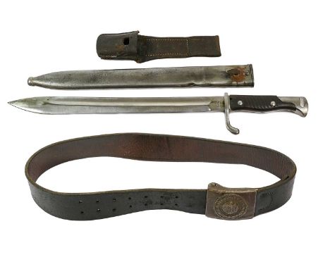 A German M98/05 Butcher Bayonet, second pattern, the 36.5cm steel blade stamped with maker's mark R.STOCK &amp; CO., BERLIN, 