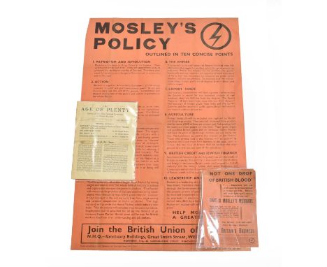 The British Union of Fascists, a recruitment poster outlining Mosley's policies in ten concise points, with black lettering o