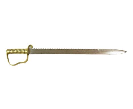 A British 1856 Pattern Infantry Pioneer Sword by Wilkinson, London, the 57cm saw-back steel blade stamped at the ricasso with
