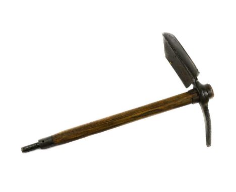 A Second World War Military Climbing Axe, the blade stamped BLADES, broad arrow and dated 1945, the elm haft with sliding rin