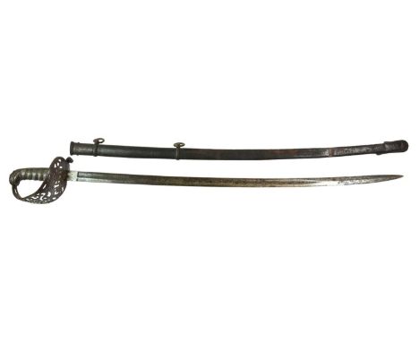 A Victorian 1821 Pattern Heavy Cavalry Sword to an Officer the 5th Dragoon Guards, the 82cm single edge fullered steel blade 