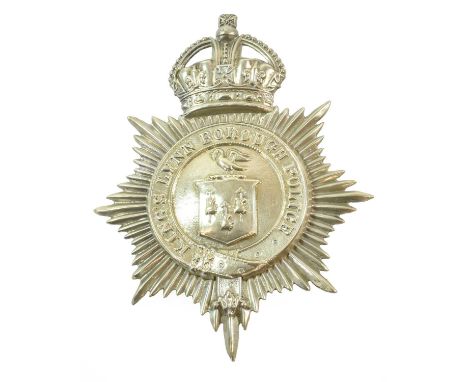 A King's Lynn Borough Police Helmet Plate, of two part construction in die stamped white metal, with King's crown over star, 
