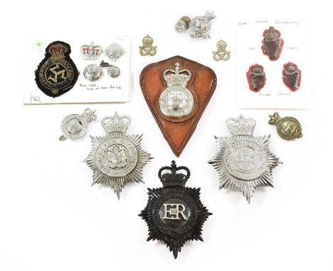 Hertfordshire Constabulary:- a Victorian white metal cap badge with Queens crown over garter and stag, a similar cap badge in