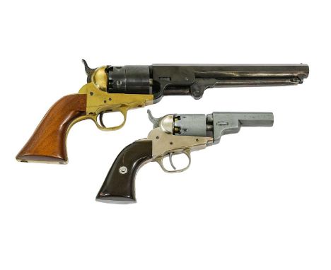 A Non-working Replica of a Colt Style Six Shot Percussion Revolver, with 19cm octagonal blued steel barrel and cylinder, bras