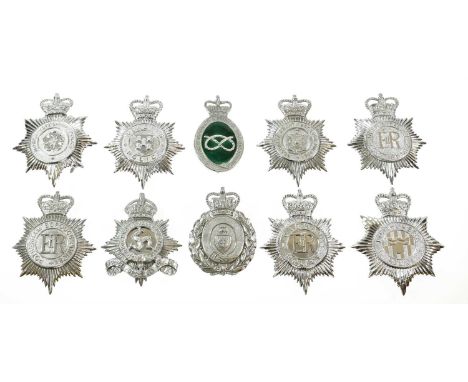 An Isle of Man Police Force Helmet Plate, of two part construction in chromium plated die stamped metal, with King's crown ov