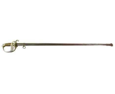 A First World War French M1882 Pattern Infantry Officer's Sword, with 86cm fullered steel blade, the nickel plated four bar h