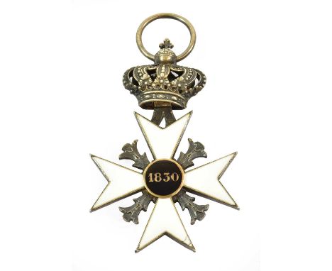 A Belgian 1830 Revolution Volunteer's Cross, in silver, black and white enamel