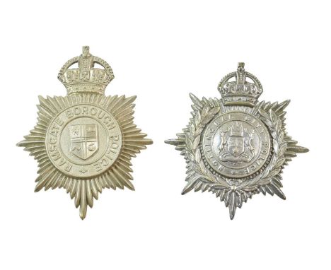 A Ramsgate Borough Police Helmet Plate, in die stamped white metal with King's crown over star, circlet and coat of arms, wit