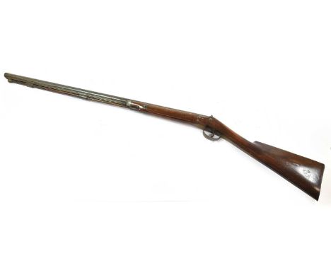 A 19th Century 16 Bore Percussion Single Barrel Sporting Gun,  with 78cm steel barrel, foliate engraved back action lock plat